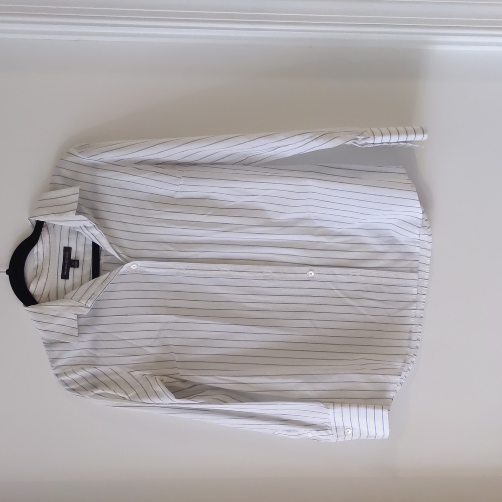 White with blue stripes button down shirt